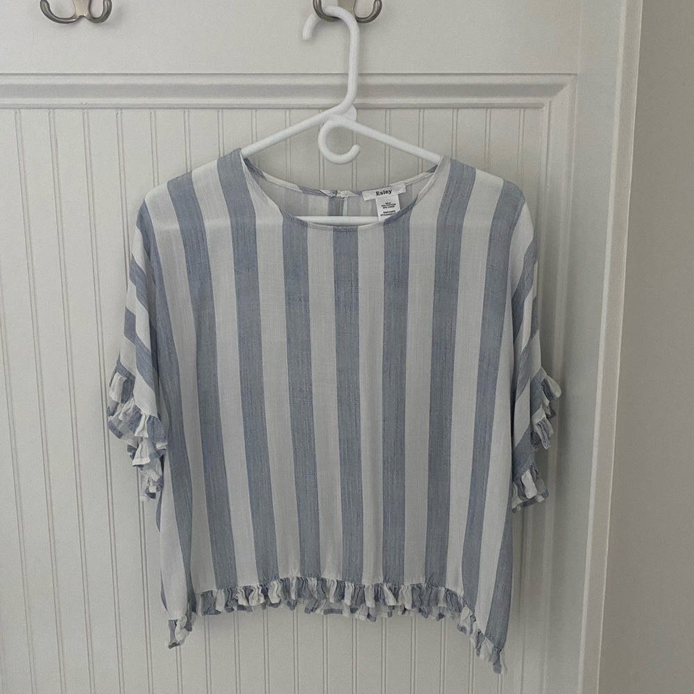 Striped, ruffle top
